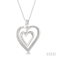 1/50 Ctw Twin Heart Round Cut Diamond Pendant With Chain in Sterling Silver 1/50 Ctw Twin Heart Round Cut Diamond Pendant With Chain in Sterling Silver