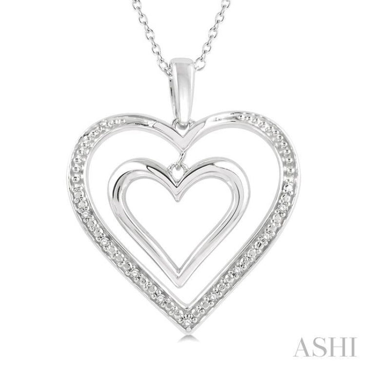1/50 Ctw Twin Heart Round Cut Diamond Pendant With Chain in Sterling Silver 1/50 Ctw Twin Heart Round Cut Diamond Pendant With Chain in Sterling Silver