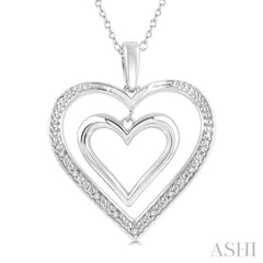 1/50 Ctw Twin Heart Round Cut Diamond Pendant With Chain in Sterling Silver 1/50 Ctw Twin Heart Round Cut Diamond Pendant With Chain in Sterling Silver