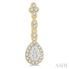5/8 Ctw Pear Shape Halo Lovebright Round Cut Diamond Earrings in 14K Yellow and White Gold 5/8 Ctw Pear Shape Halo Lovebright Round Cut Diamond Earrings in 14K Yellow and White Gold