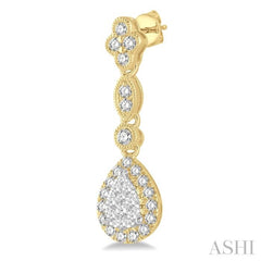 5/8 Ctw Pear Shape Halo Lovebright Round Cut Diamond Earrings in 14K Yellow and White Gold 5/8 Ctw Pear Shape Halo Lovebright Round Cut Diamond Earrings in 14K Yellow and White Gold