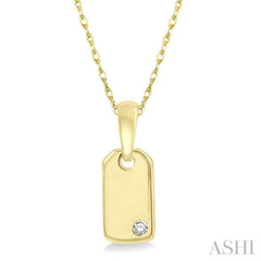 1/50 Ctw Round Cut Diamond Tag Pendant With Chain in 10K Yellow Gold 1/50 Ctw Round Cut Diamond Tag Pendant With Chain in 10K Yellow Gold