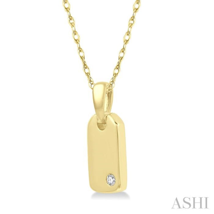 1/50 Ctw Round Cut Diamond Tag Pendant With Chain in 10K Yellow Gold 1/50 Ctw Round Cut Diamond Tag Pendant With Chain in 10K Yellow Gold