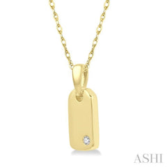 1/50 Ctw Round Cut Diamond Tag Pendant With Chain in 10K Yellow Gold 1/50 Ctw Round Cut Diamond Tag Pendant With Chain in 10K Yellow Gold
