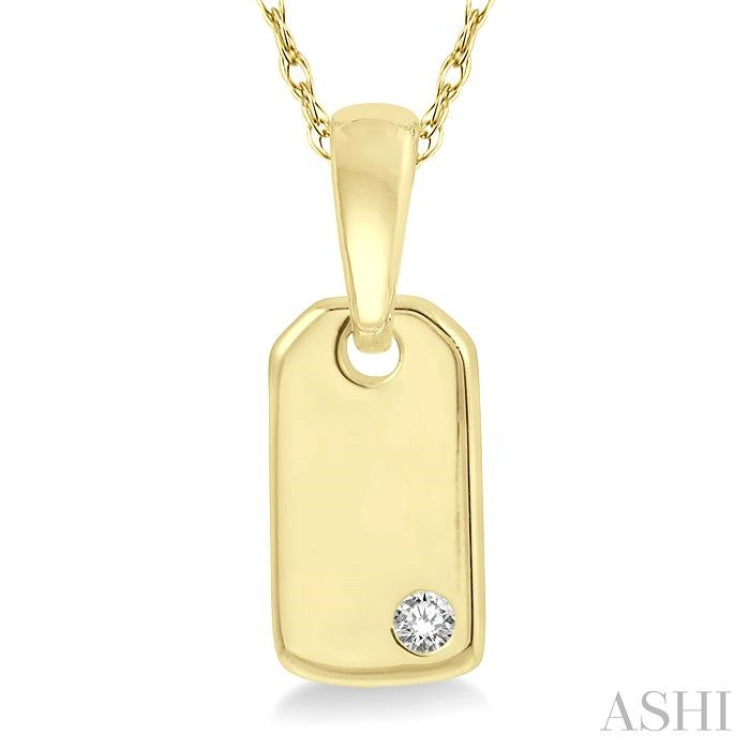 1/50 Ctw Round Cut Diamond Tag Pendant With Chain in 10K Yellow Gold 1/50 Ctw Round Cut Diamond Tag Pendant With Chain in 10K Yellow Gold