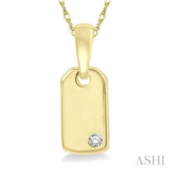 1/50 Ctw Round Cut Diamond Tag Pendant With Chain in 10K Yellow Gold 1/50 Ctw Round Cut Diamond Tag Pendant With Chain in 10K Yellow Gold