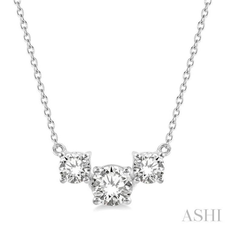 3/4 Ctw Three Stone Round Cut Diamond Necklace in 14K White Gold 3/4 Ctw Three Stone Round Cut Diamond Necklace in 14K White Gold
