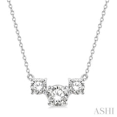 3/4 Ctw Three Stone Round Cut Diamond Necklace in 14K White Gold 3/4 Ctw Three Stone Round Cut Diamond Necklace in 14K White Gold