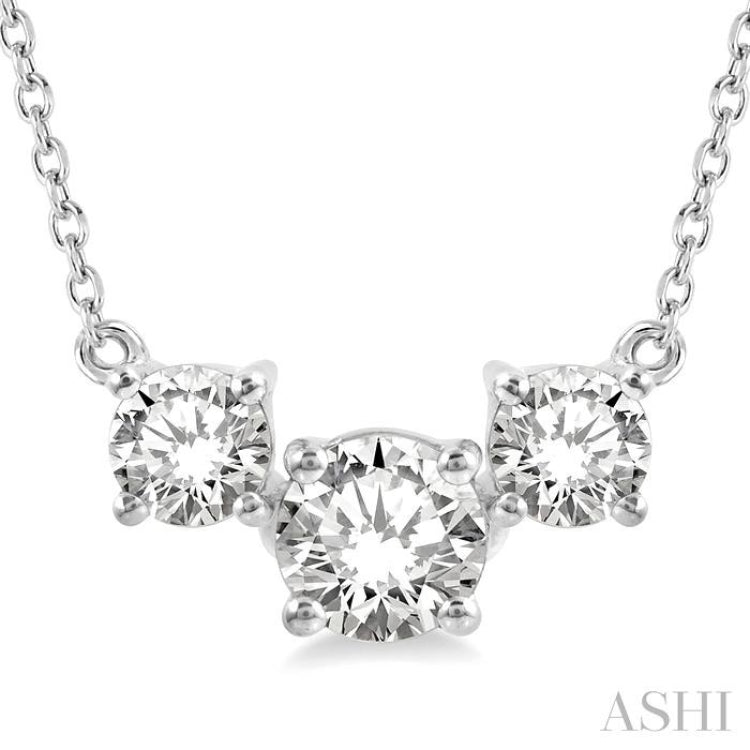 3/4 Ctw Three Stone Round Cut Diamond Necklace in 14K White Gold 3/4 Ctw Three Stone Round Cut Diamond Necklace in 14K White Gold