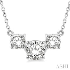 3/4 Ctw Three Stone Round Cut Diamond Necklace in 14K White Gold 3/4 Ctw Three Stone Round Cut Diamond Necklace in 14K White Gold
