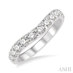 3/4 ctw Arched Center Round Cut Diamond Wedding Band in 14K White Gold 3/4 ctw Arched Center Round Cut Diamond Wedding Band in 14K White Gold