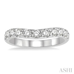 3/4 ctw Arched Center Round Cut Diamond Wedding Band in 14K White Gold 3/4 ctw Arched Center Round Cut Diamond Wedding Band in 14K White Gold