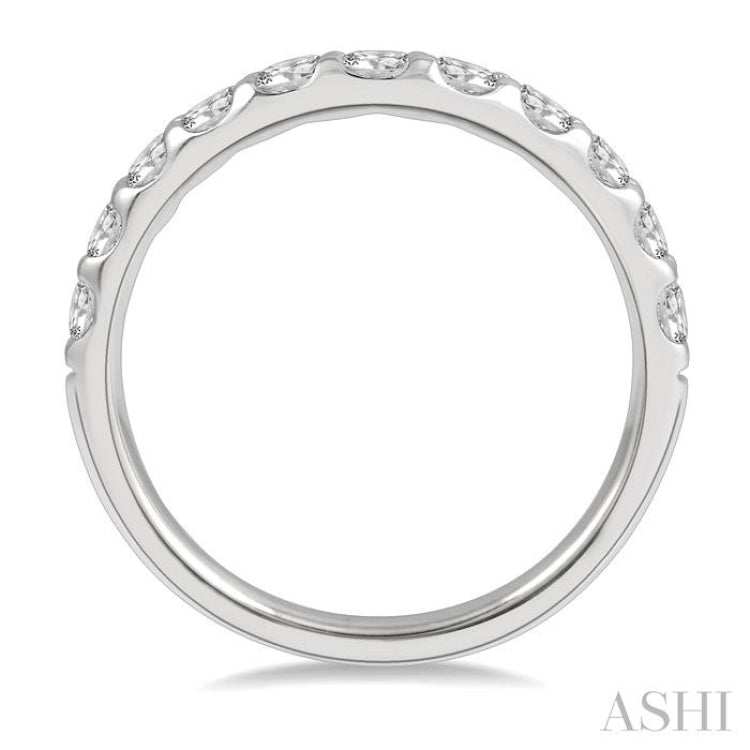 3/4 ctw Arched Center Round Cut Diamond Wedding Band in 14K White Gold 3/4 ctw Arched Center Round Cut Diamond Wedding Band in 14K White Gold