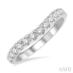 1/2 ctw Arched Center Round Cut Diamond Wedding Band in 14K White Gold 1/2 ctw Arched Center Round Cut Diamond Wedding Band in 14K White Gold