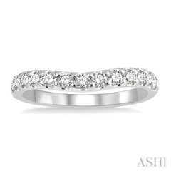 1/2 ctw Arched Center Round Cut Diamond Wedding Band in 14K White Gold 1/2 ctw Arched Center Round Cut Diamond Wedding Band in 14K White Gold