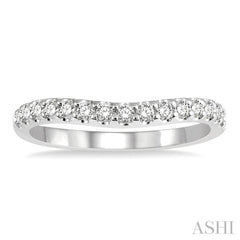 1/3 ctw Arched Center Round Cut Diamond Wedding Band in 14K White Gold 1/3 ctw Arched Center Round Cut Diamond Wedding Band in 14K White Gold