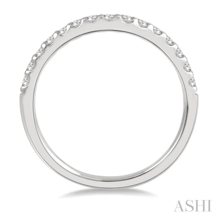 1/3 ctw Arched Center Round Cut Diamond Wedding Band in 14K White Gold 1/3 ctw Arched Center Round Cut Diamond Wedding Band in 14K White Gold