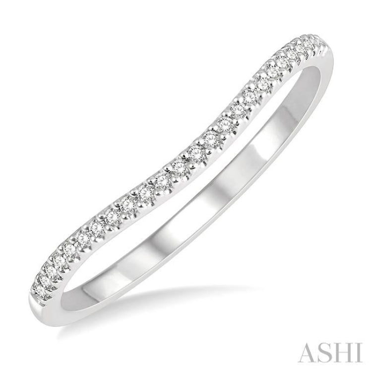 1/10 Ctw Arched Center Round Cut Diamond Wedding Band in 14K White Gold 1/10 Ctw Arched Center Round Cut Diamond Wedding Band in 14K White Gold
