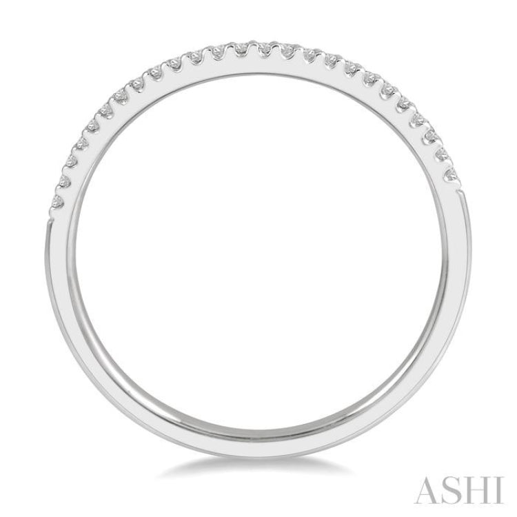 1/10 Ctw Arched Center Round Cut Diamond Wedding Band in 14K White Gold 1/10 Ctw Arched Center Round Cut Diamond Wedding Band in 14K White Gold