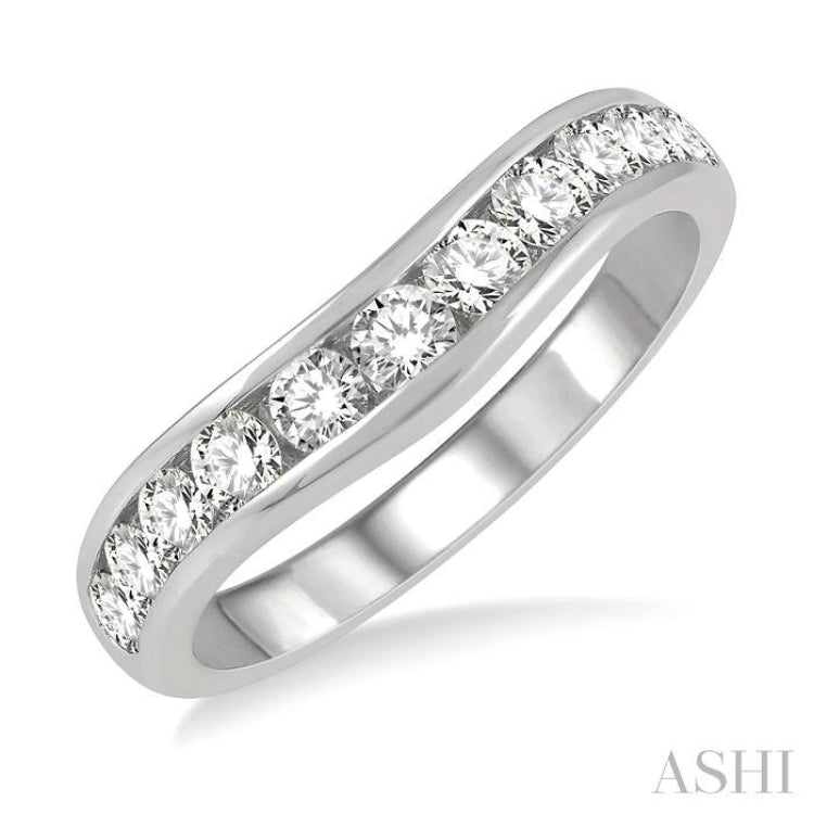 3/4 Ctw Round Cut Diamond Inlay Wedding Band in 14K White Gold 3/4 Ctw Round Cut Diamond Inlay Wedding Band in 14K White Gold