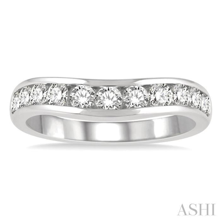 3/4 Ctw Round Cut Diamond Inlay Wedding Band in 14K White Gold 3/4 Ctw Round Cut Diamond Inlay Wedding Band in 14K White Gold