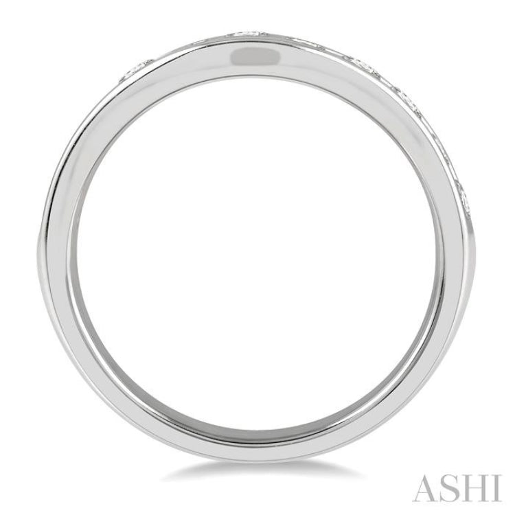 3/4 Ctw Round Cut Diamond Inlay Wedding Band in 14K White Gold 3/4 Ctw Round Cut Diamond Inlay Wedding Band in 14K White Gold