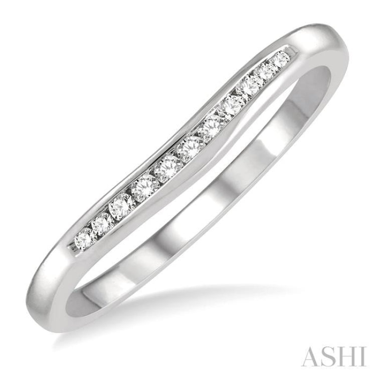 1/10 Ctw Arched Channel Round Cut Diamond Wedding Band in 14K White Gold 1/10 Ctw Arched Channel Round Cut Diamond Wedding Band in 14K White Gold
