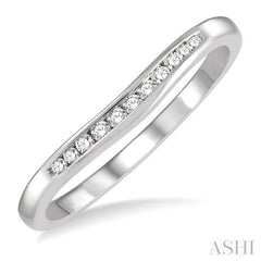 1/10 Ctw Arched Channel Round Cut Diamond Wedding Band in 14K White Gold 1/10 Ctw Arched Channel Round Cut Diamond Wedding Band in 14K White Gold