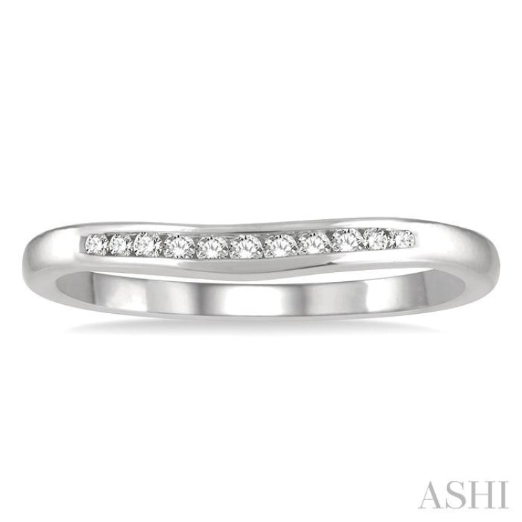 1/10 Ctw Arched Channel Round Cut Diamond Wedding Band in 14K White Gold 1/10 Ctw Arched Channel Round Cut Diamond Wedding Band in 14K White Gold