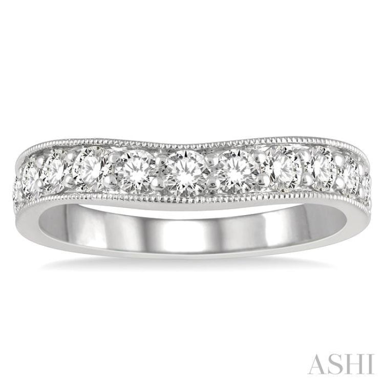 3/4 ctw Arched Round Cut Diamond Wedding Band in 14K White Gold 3/4 ctw Arched Round Cut Diamond Wedding Band in 14K White Gold