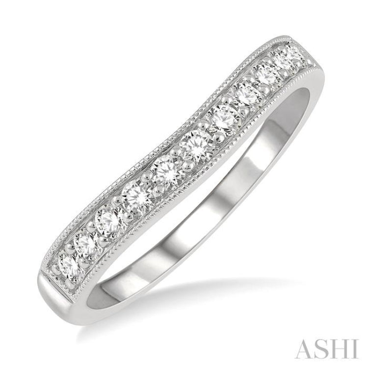 1/3 ctw Arched Round Cut Diamond Wedding Band in 14K White Gold 1/3 ctw Arched Round Cut Diamond Wedding Band in 14K White Gold