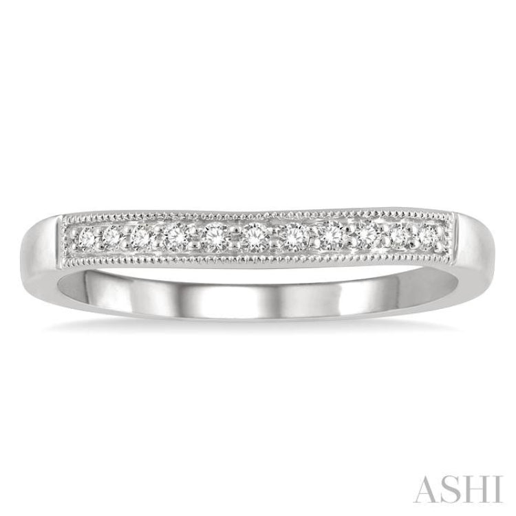 1/10 ctw Arched Round Cut Diamond Wedding Band in 14K White Gold 1/10 ctw Arched Round Cut Diamond Wedding Band in 14K White Gold