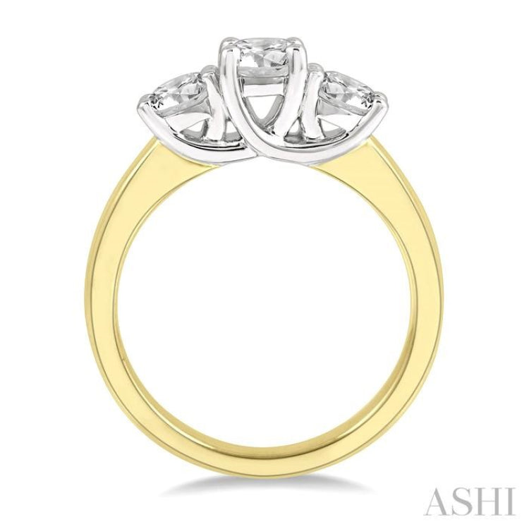 1 ctw Round Cut Diamond Three-Stone Ring in 14K Yellow and White Gold 1 ctw Round Cut Diamond Three-Stone Ring in 14K Yellow and White Gold