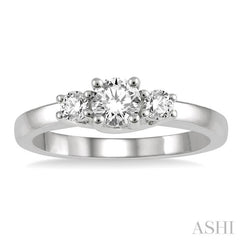 1/2 ctw Round Cut Diamond Three-Stone Ring in 14K White Gold 1/2 ctw Round Cut Diamond Three-Stone Ring in 14K White Gold