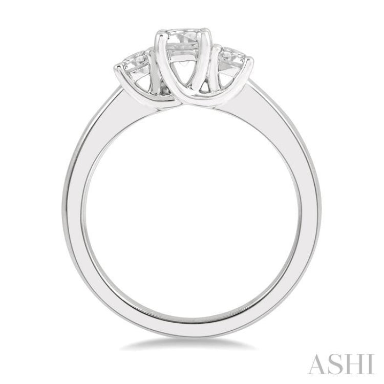 1/2 ctw Round Cut Diamond Three-Stone Ring in 14K White Gold 1/2 ctw Round Cut Diamond Three-Stone Ring in 14K White Gold