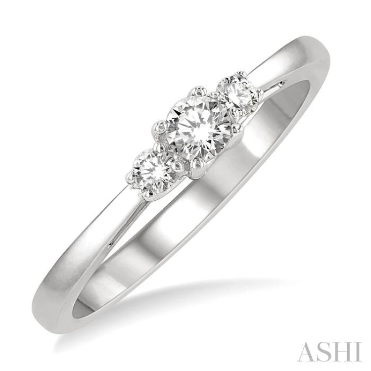 1/4 ctw Round Cut Diamond Three-Stone Ring in 14K White Gold 1/4 ctw Round Cut Diamond Three-Stone Ring in 14K White Gold
