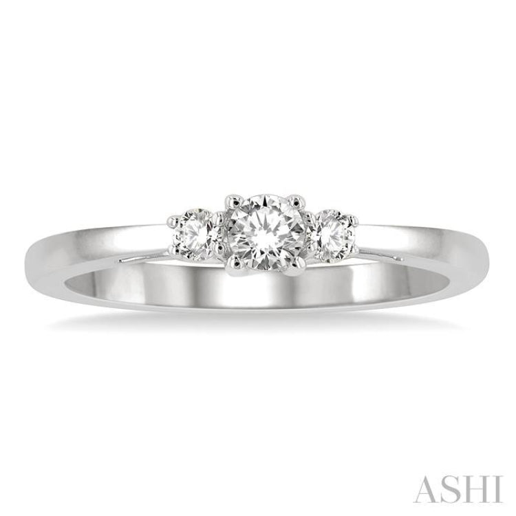 1/4 ctw Round Cut Diamond Three-Stone Ring in 14K White Gold 1/4 ctw Round Cut Diamond Three-Stone Ring in 14K White Gold