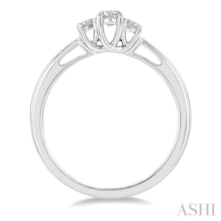 1/4 ctw Round Cut Diamond Three-Stone Ring in 14K White Gold 1/4 ctw Round Cut Diamond Three-Stone Ring in 14K White Gold