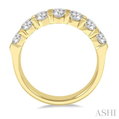 2 Ctw 7 Stone Round Cut Diamond Wedding Band in 14K Yellow Gold 2 Ctw 7 Stone Round Cut Diamond Wedding Band in 14K Yellow Gold