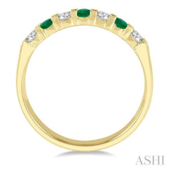 3 MM Emerald and 3/8 Ctw Round Cut Diamond Precious Wedding Band in 14K Yellow Gold 3 MM Emerald and 3/8 Ctw Round Cut Diamond Precious Wedding Band in 14K Yellow Gold