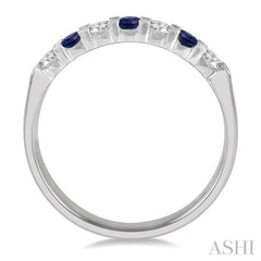 2.6 MM Sapphire and 1/4 Ctw Round Cut Diamond Precious Wedding Band in 14K White Gold 2.6 MM Sapphire and 1/4 Ctw Round Cut Diamond Precious Wedding Band in 14K White Gold