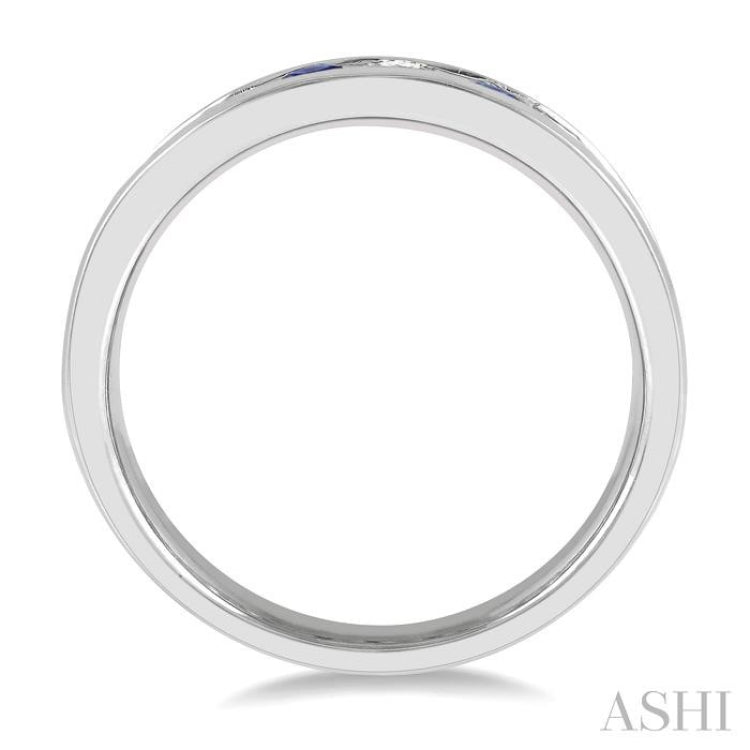 2.9 MM Sapphire and 1/2 Ctw Round Cut Diamond Precious Wedding Band in 14K White Gold 2.9 MM Sapphire and 1/2 Ctw Round Cut Diamond Precious Wedding Band in 14K White Gold