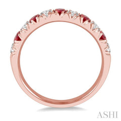 2.6 MM Ruby and 3/8 Ctw Round Cut Diamond Precious Wedding Band in 14K rose Gold 2.6 MM Ruby and 3/8 Ctw Round Cut Diamond Precious Wedding Band in 14K rose Gold
