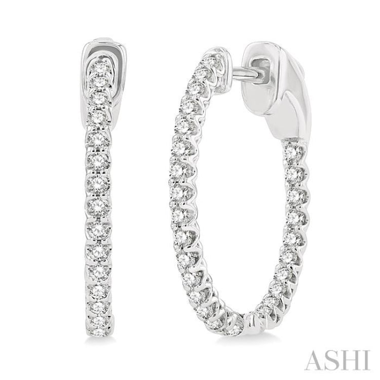 1/2 ctw Inside-Out Round Cut Diamond Hoop Earrings in 14K White Gold 1/2 ctw Inside-Out Round Cut Diamond Hoop Earrings in 14K White Gold