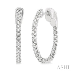 1/2 ctw Inside-Out Round Cut Diamond Hoop Earrings in 14K White Gold 1/2 ctw Inside-Out Round Cut Diamond Hoop Earrings in 14K White Gold