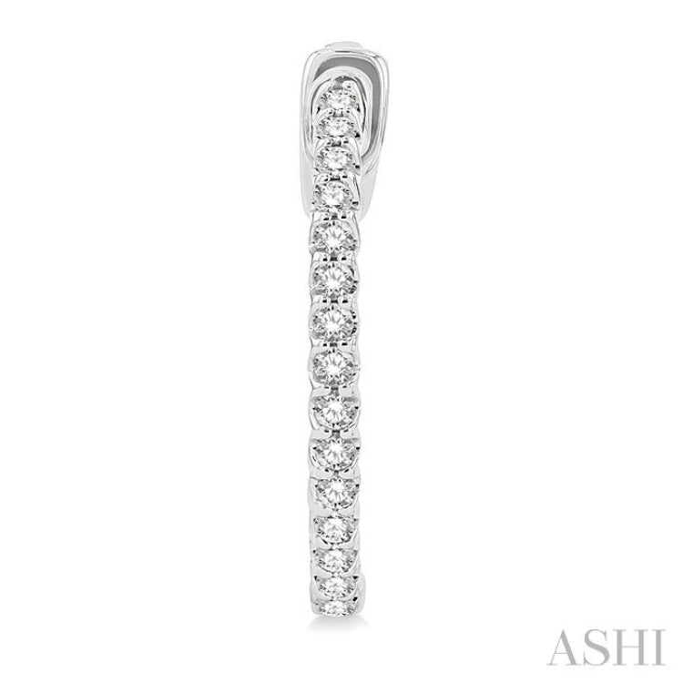 1/2 ctw Inside-Out Round Cut Diamond Hoop Earrings in 14K White Gold 1/2 ctw Inside-Out Round Cut Diamond Hoop Earrings in 14K White Gold