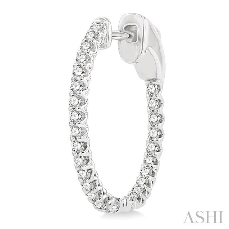 1/2 ctw Inside-Out Round Cut Diamond Hoop Earrings in 14K White Gold 1/2 ctw Inside-Out Round Cut Diamond Hoop Earrings in 14K White Gold
