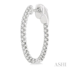 1/2 ctw Inside-Out Round Cut Diamond Hoop Earrings in 14K White Gold 1/2 ctw Inside-Out Round Cut Diamond Hoop Earrings in 14K White Gold