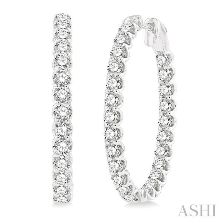 5 ctw Inside-Out Round Cut Diamond Oval Shape Hoop Earrings in 14K White Gold 5 ctw Inside-Out Round Cut Diamond Oval Shape Hoop Earrings in 14K White Gold