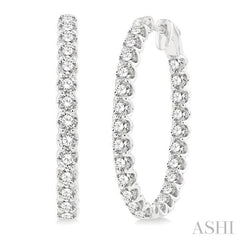 5 ctw Inside-Out Round Cut Diamond Oval Shape Hoop Earrings in 14K White Gold 5 ctw Inside-Out Round Cut Diamond Oval Shape Hoop Earrings in 14K White Gold